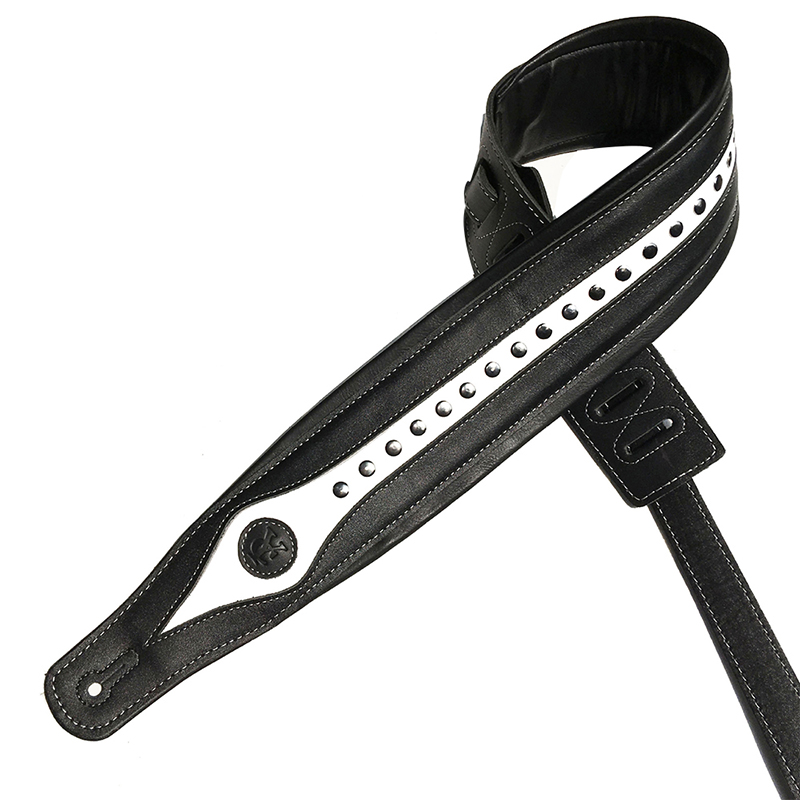 Sangle en cuir pour guitare électrique - modèle blanc