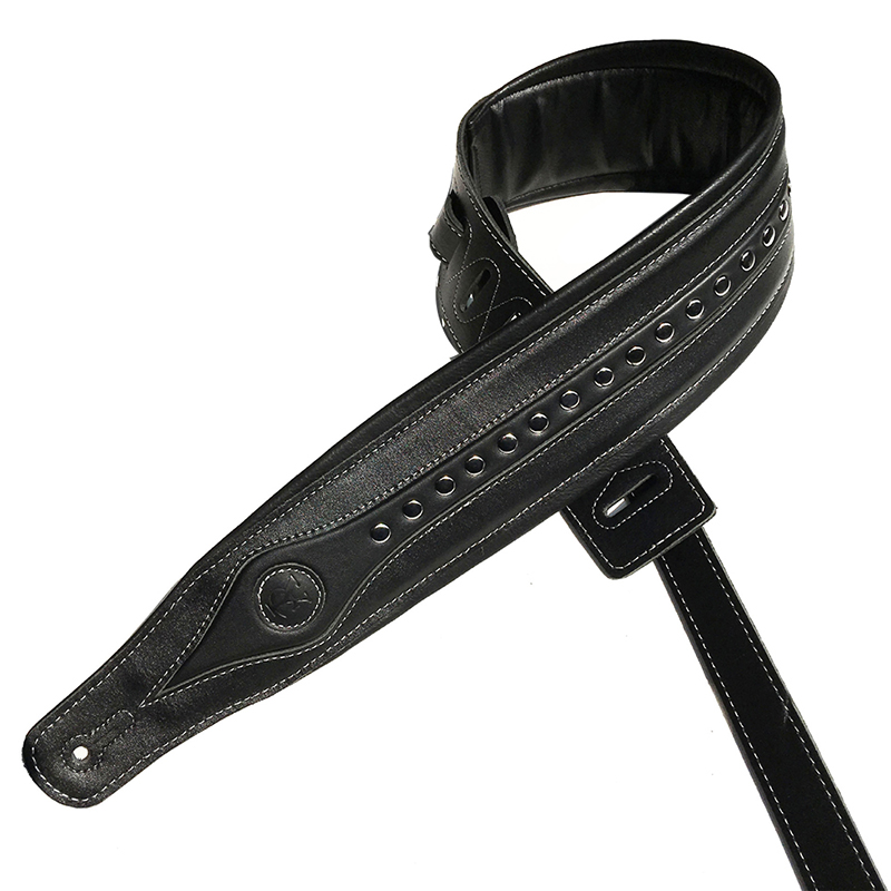 Sangle en cuir pour guitare électrique - modèle noir