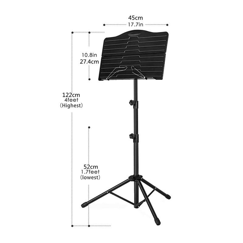 dimensioni Pulpito per chitarra pieghevole e regolabile - modello 1