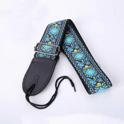 Sangle en tissu avec un motif floral brodé bleu