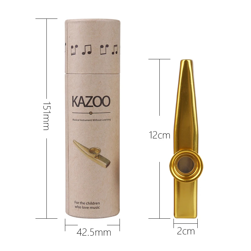 Dimensions Kazoo en métal avec étui de rangement 7 couleurs