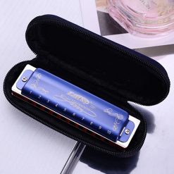Harmonica diatonique bleu métallisé avec 7 accordages