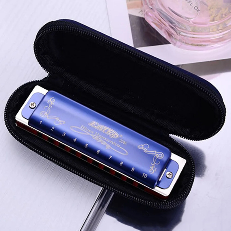 Harmonica diatonique bleu métallisé avec 7 accordages