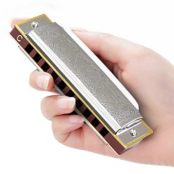 Harmonica diatonique en métal design blues