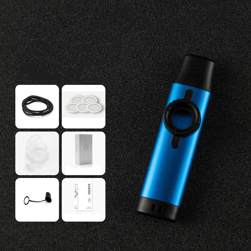 Kazoo droit en métal 5 couleurs - couleur bleu