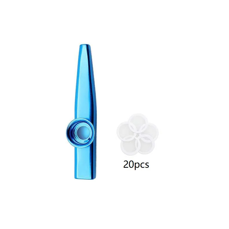 Kazoo en alliage d'aluminium 7 couleurs et 20 membranes - couleur bleur