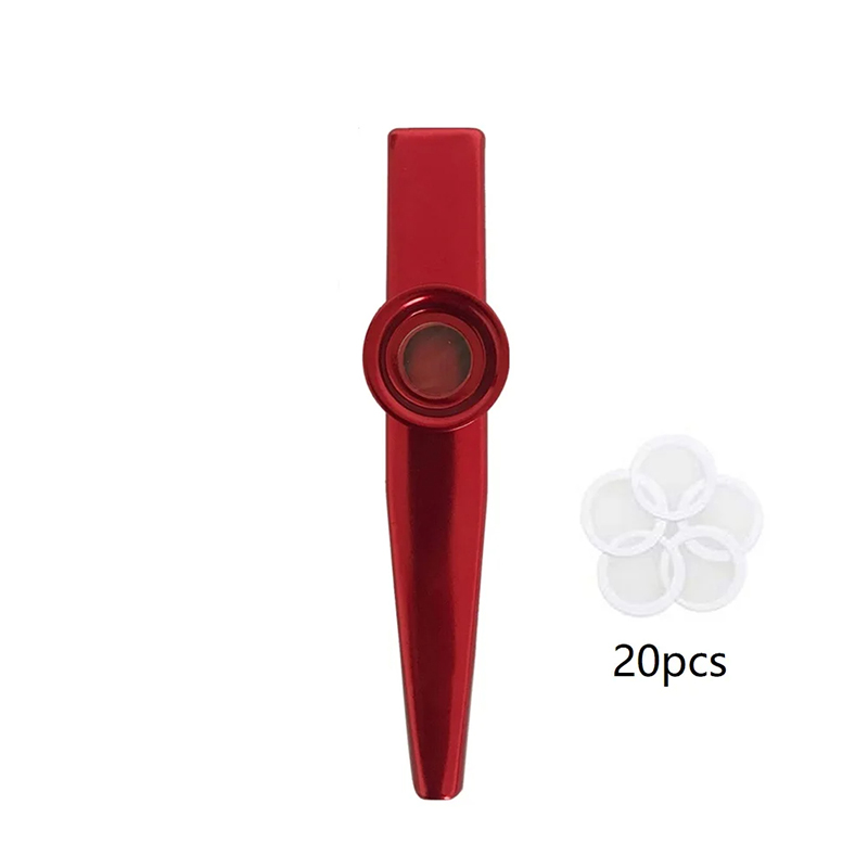 Kazoo en alliage d'aluminium 7 couleurs et 20 membranes - couleur rouge
