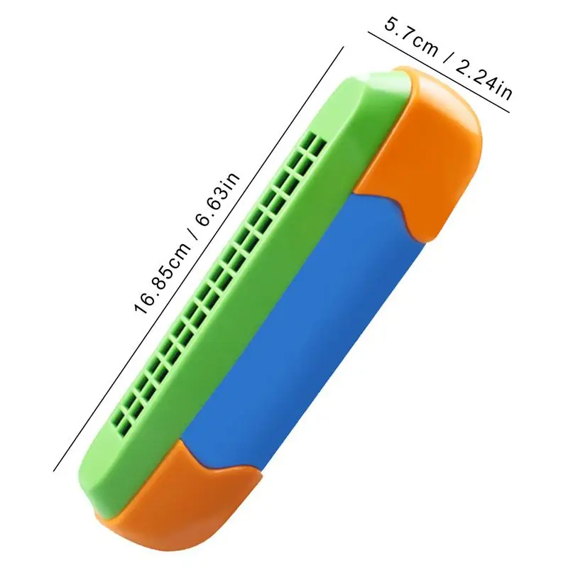 détails Harmonica 16 trous orange et bleu pour enfant