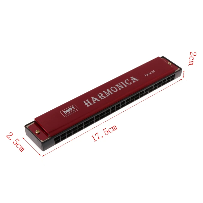 dimensiosn Harmonica 24 trous 4 couleurs