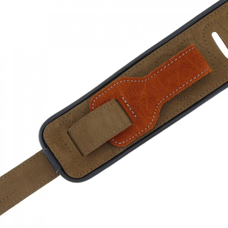 Détails réglages Sangle de Guitare en Daim beige motif Notes de Musiques