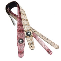 estremità della cinghia della chitarra in vero cuoio con motivo pelle di serpente in 2 colori