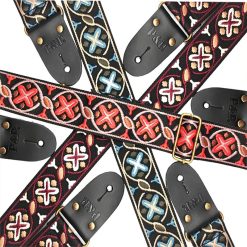 Sangle de guitare vintage motif jacquard brodé - 3 motifs au choix