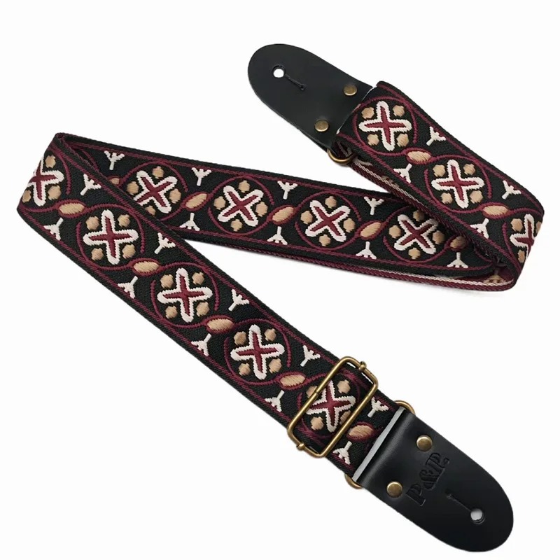 Sangle de guitare vintage motif jacquard brodé - modèle 3