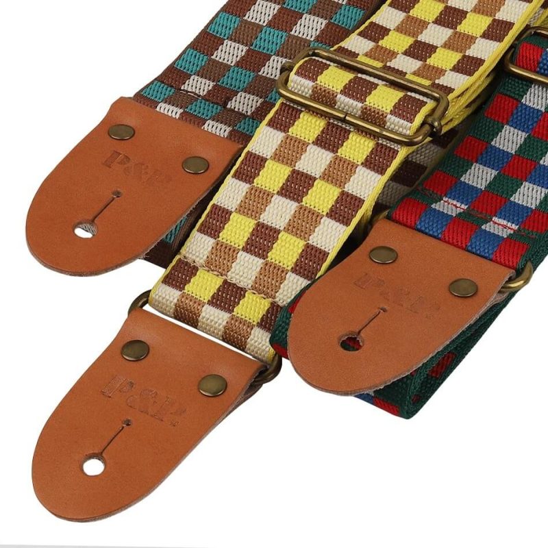 Sangle Guitre Classique Motif Damier 3 couleurs au choix