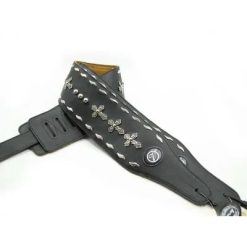Sangle de Guitare en Cuir Véritable avec Motif Croix Metal