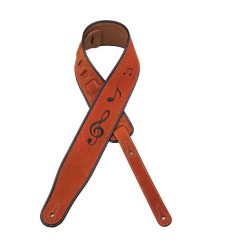 Sangle de Guitare en Daim beige motif Notes de Musiques