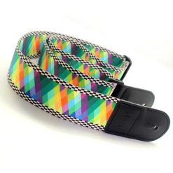Cinghia per Chitarra in Poliestere con Design a Losanghe Multicolori