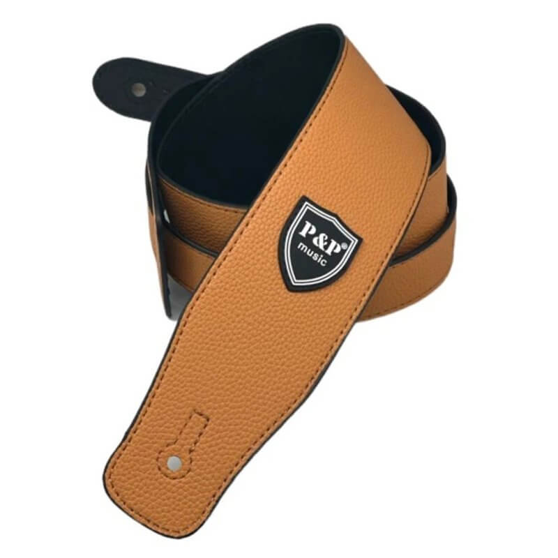 Cinghia per basso in pelle morbida regolabile - colore giallo arancione