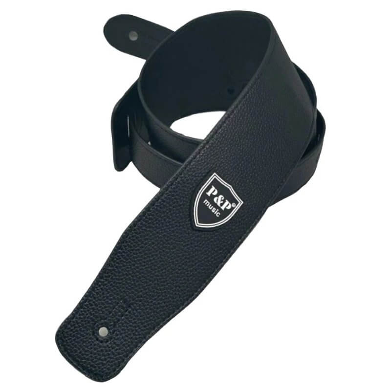 Cinghia per basso in pelle morbida regolabile - colore nero