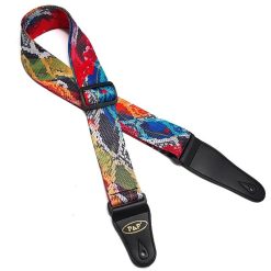 Cinghia per chitarra con design in pelle di serpente multicolore