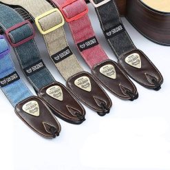 Sangle de guitare en Jeans Denim avec extrémités cuir véritable