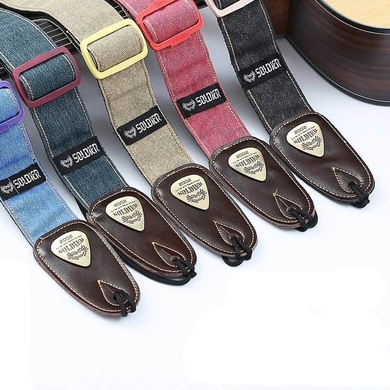 Sangle de guitare en Jeans Denim avec extrémités cuir véritable