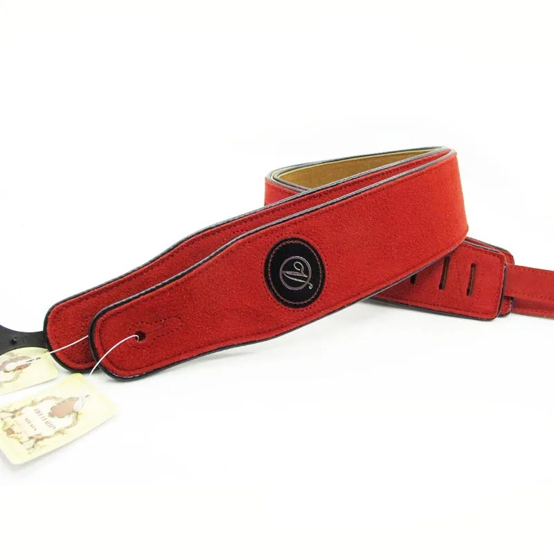 Cinghia per chitarra in pelle e camoscio - colore rosso