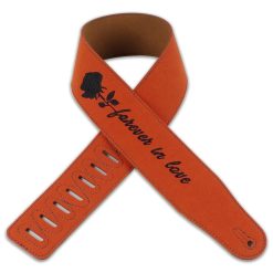 Cinghia per chitarra in pelle per i rocker con l'iscrizione Forever in Love