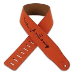 Cinghia per chitarra in pelle per i rocker con l'iscrizione A Will A Way