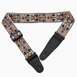 Sangle de guitare imprimé floral aux tons bruns