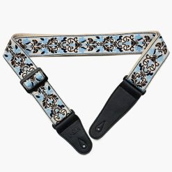 Cinghia per chitarra con stampa floreale blu e marrone