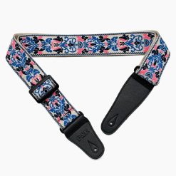 Sangle de guitare imprimé floral bleu et rose