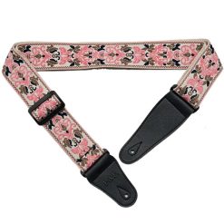 Sangle de guitare imprimé floral rose pastel