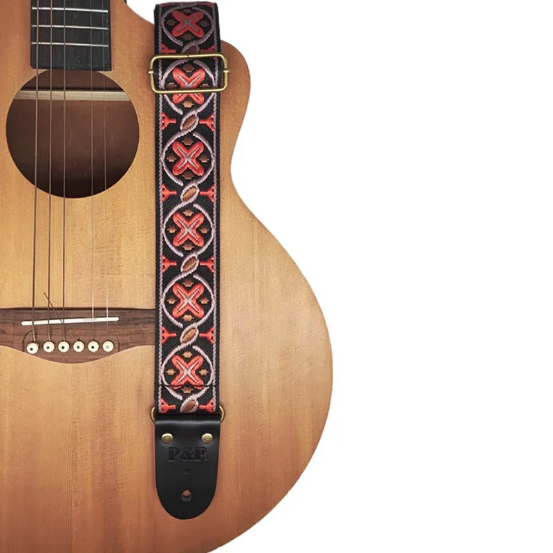 Sangle de guitare vintage motif jacquard brodé modèle 1