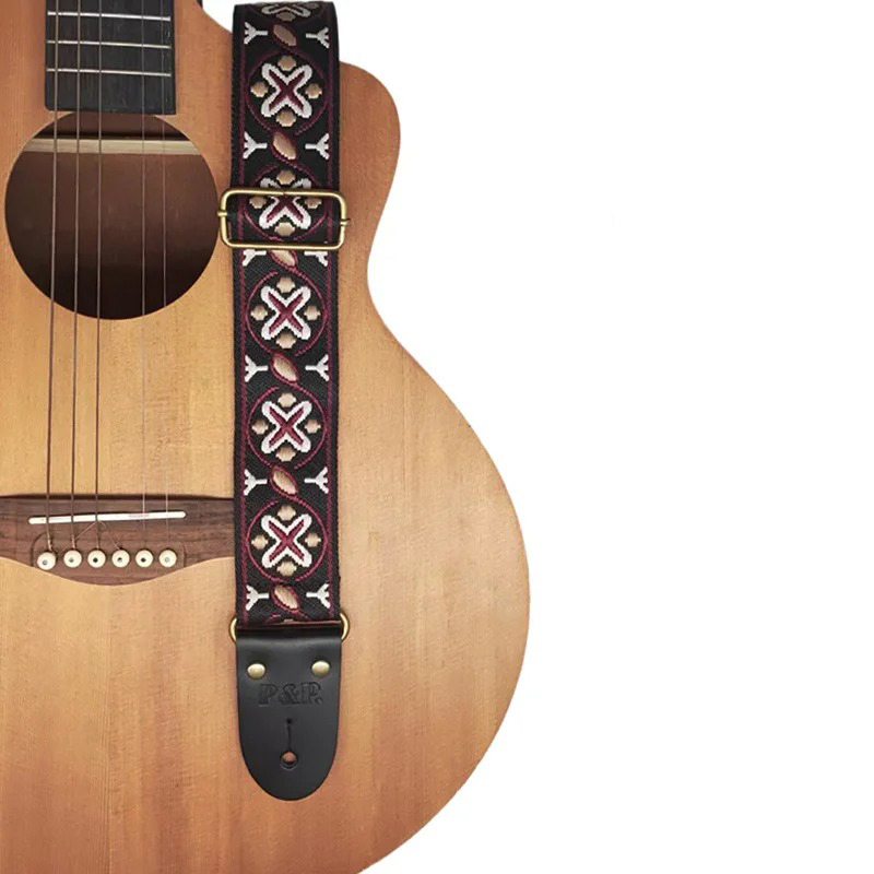 Sangle de guitare vintage motif jacquard brodé modèle 2