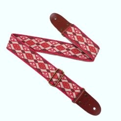 Sangle de guitare vintage motifs jacquard rouge