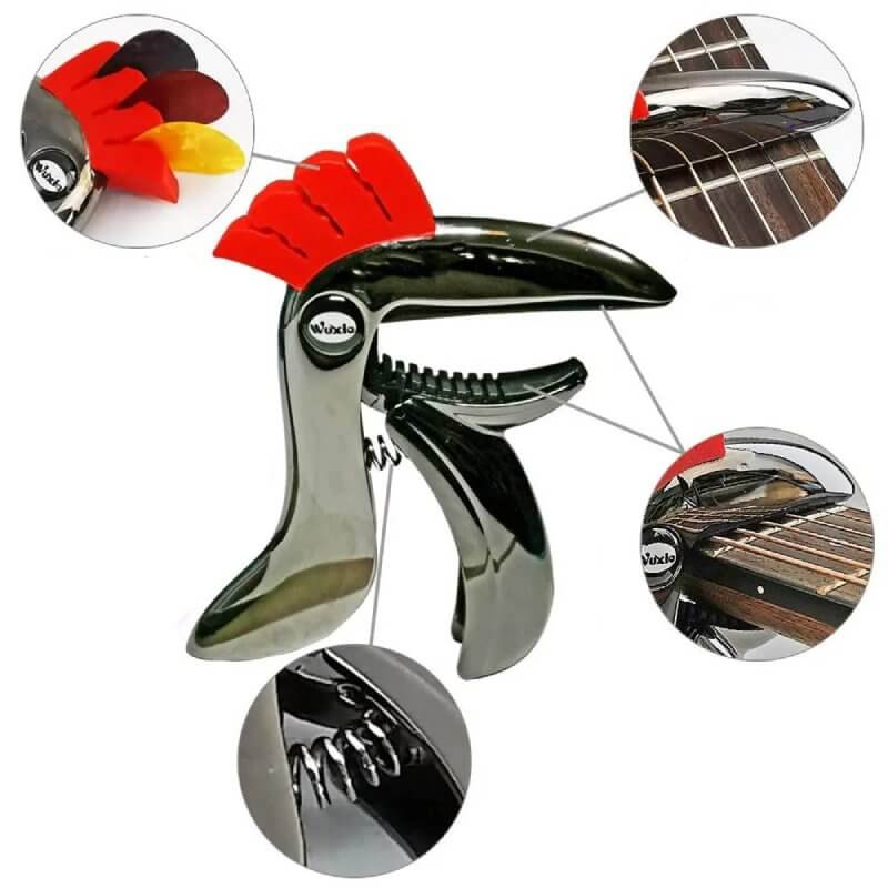 Détails Capodastre en métal en alliage de zinc en forme de Toucan - 2 couleurs au Choix !