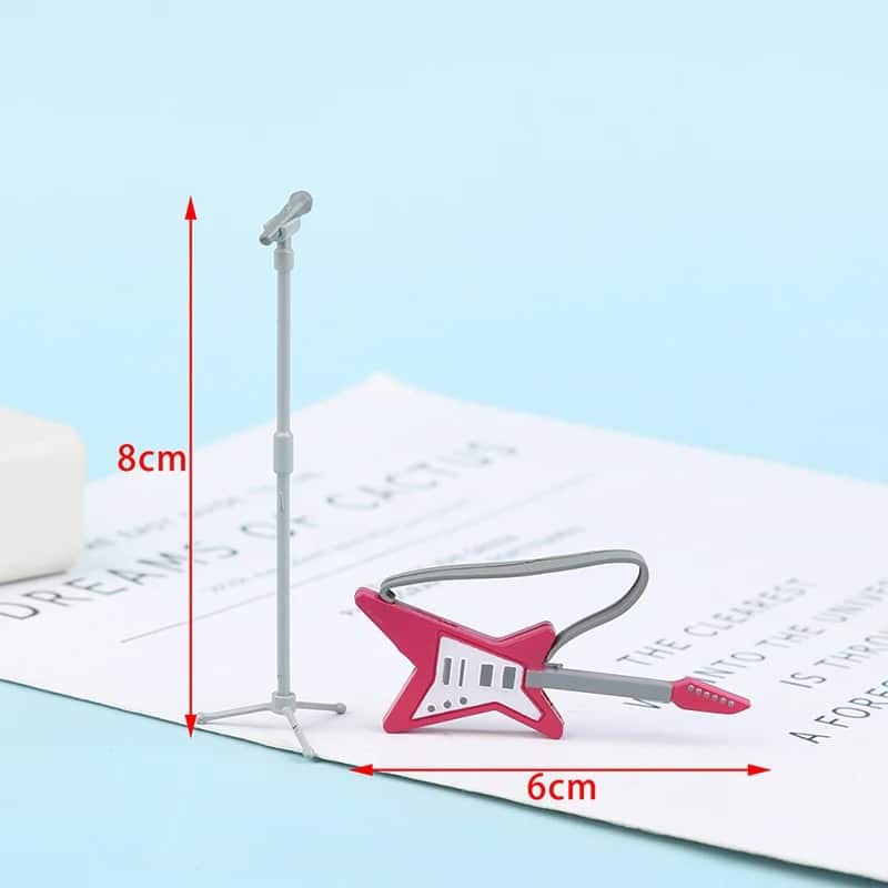 Dimensions Guitare Miniature électrique star rose avec micro