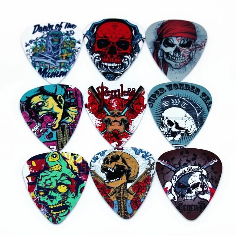 Set di 10 plettri per chitarra con Testa di teschio - Serie Skull