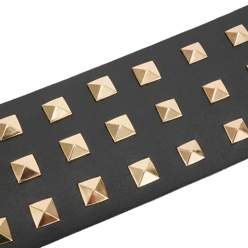Sangle de Sangle de Guitare en Cuir Noir avec Clous à Griffes Pyramidaux Death Metal