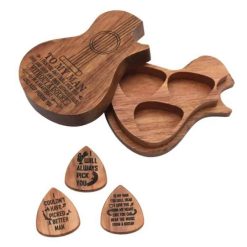 Bellissimo Cofanetto Regalo con Plettri e Scatola per Plettri in Legno Scolpito