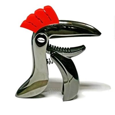 Vue Face du Détails Capodastre en métal en alliage de zinc en forme de Toucan - 2 couleurs au Choix !