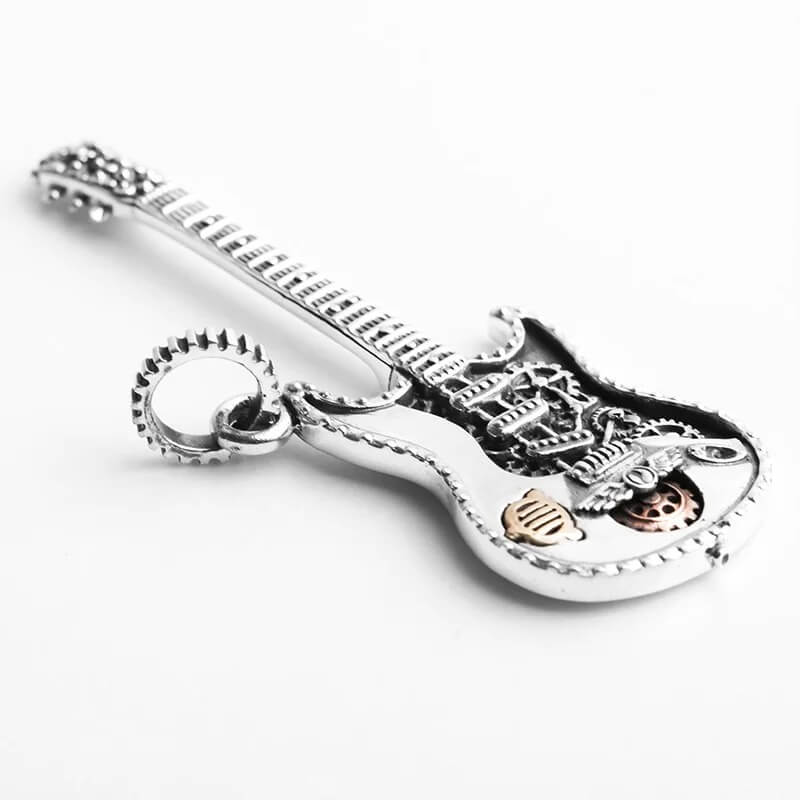 Vue détails Pendentif Guitare Rock en Argent 925 Véritable