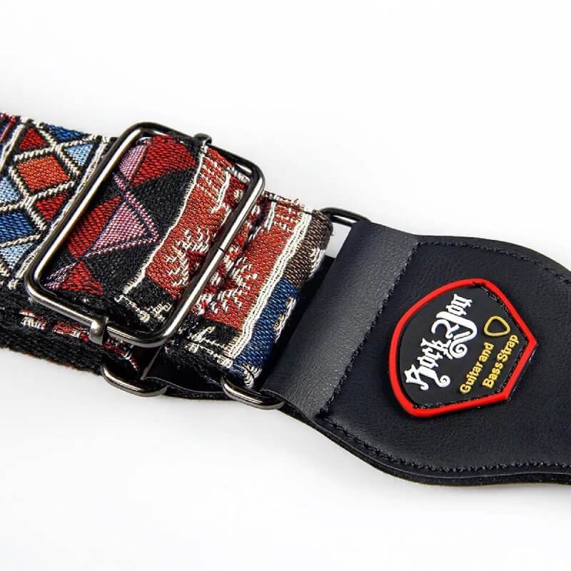 Dettagli della Cinghia per Chitarra Vintage con Motivo Patchwork Tribale
