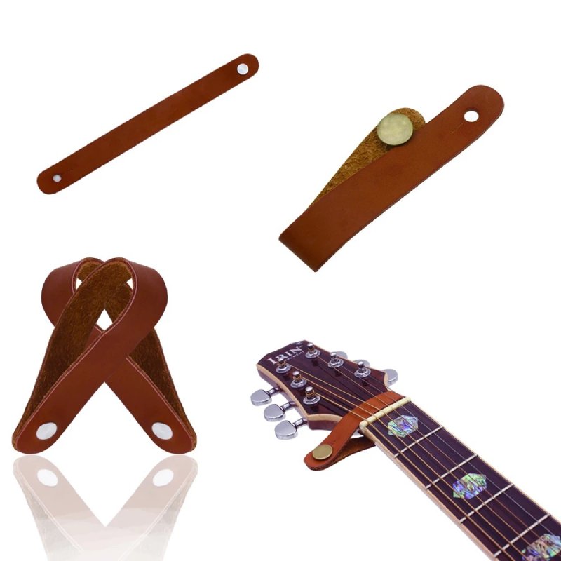 Dettagli completi del Supporto per tracolla di chitarra - Modello in pelle marrone
