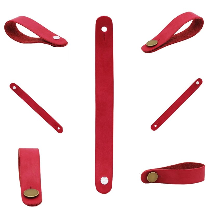 Dettagli del supporto per tracolla di chitarra - Modello in pelle rossa