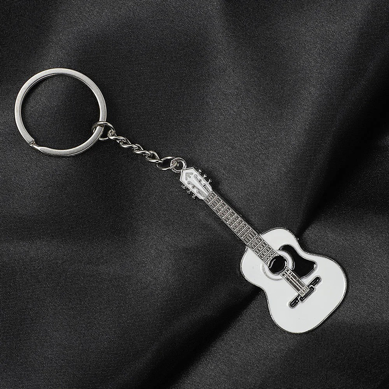 Portachiavi argentato a forma di chitarra classica in lega - disponibile in 5 colori a scelta!