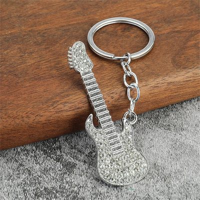 Portachiavi Chitarra Elettrica Strass 6 colori a scelta - colore Bianco