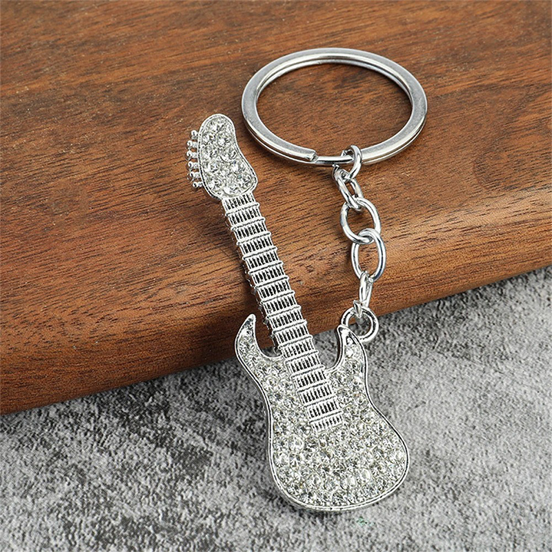 Portachiavi Chitarra Elettrica Strass 6 colori a scelta - colore Bianco
