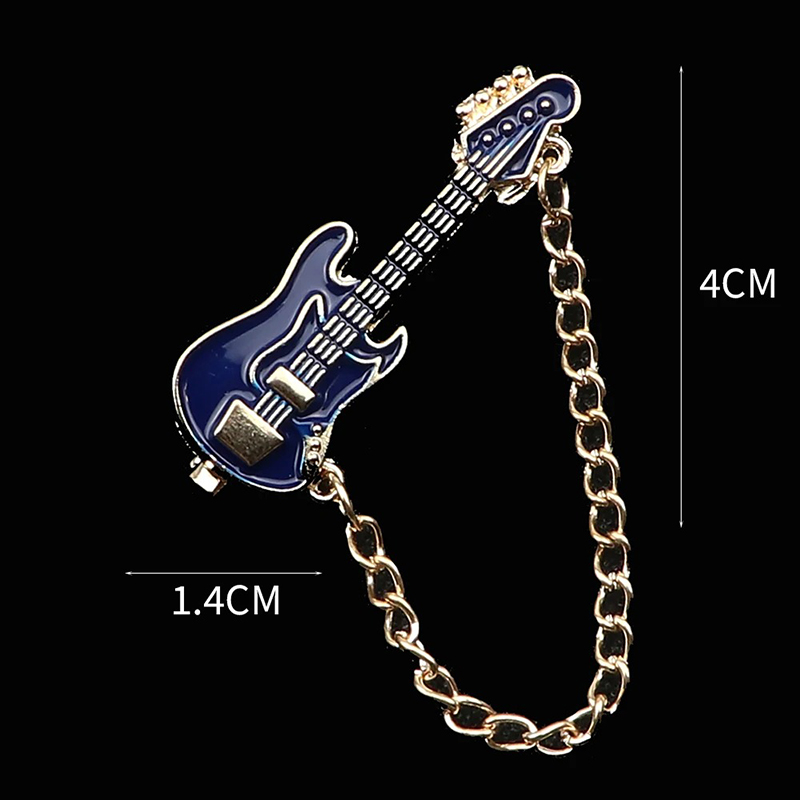 Spilla Smaltata a Forma di Chitarra Elettrica con Catena - 6 colori a scelta - colore Blu